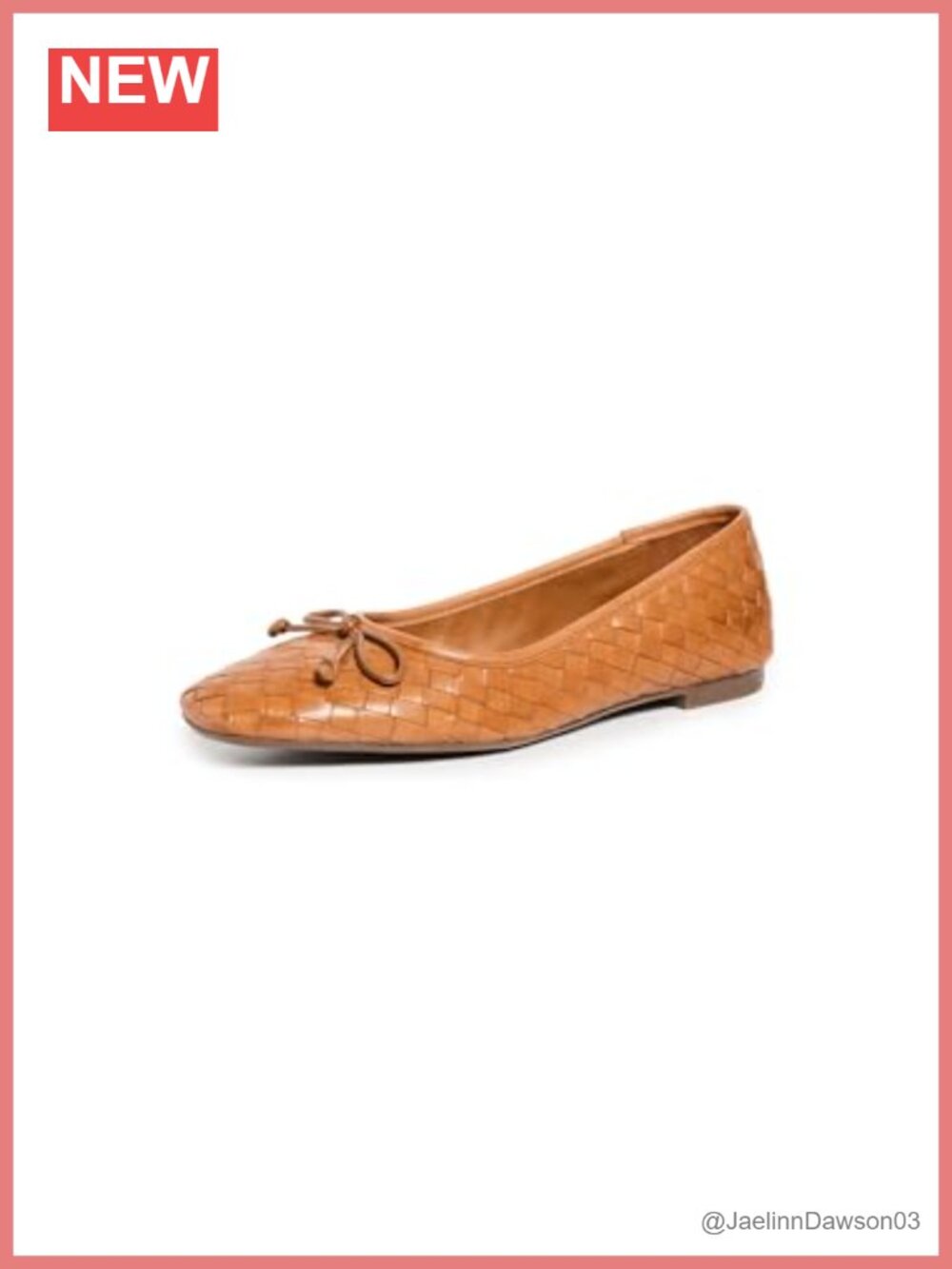 Woven Ballet Flats Rubber Sole Bow Square Toe Leather
